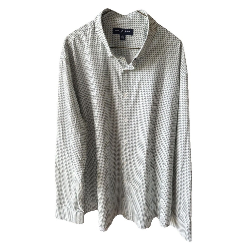Mizzen+Main LSShirt Mens 2XL Green/Blue Geometric Leeward Classic No Tuck Casual